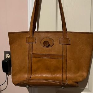 Cowhide leather tote with long strap